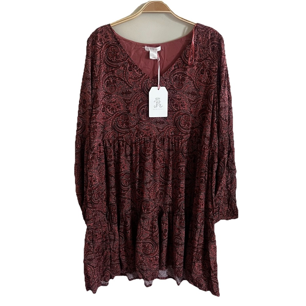 Rachel Ashwell Babydoll Paisley Printed Tiered Dress New Large Boho Hippie